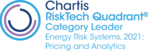 An award logo recognising Lacima as a category leader in Chartis' 2021 Risk Tech Energy Risk Systems, Pricing and Analytics Quadrant. The award is testament to Lacima's excellence in energy risk and analytics.